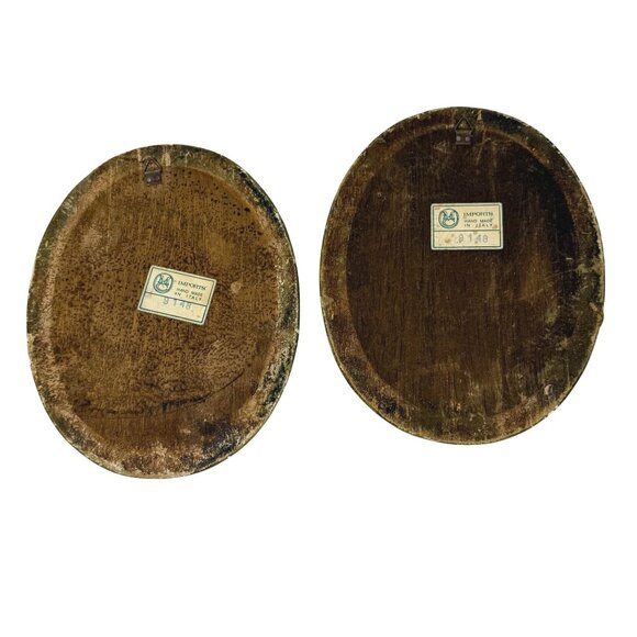 Distressed Pair of MC Imports Italy Gilt Italian Florentine Miniature Oval Wall - Picture 8 of 8